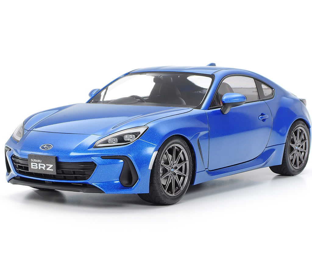 1/24 scale model kits of a blue Subaru BRZ sports car with detailed design and realistic features.