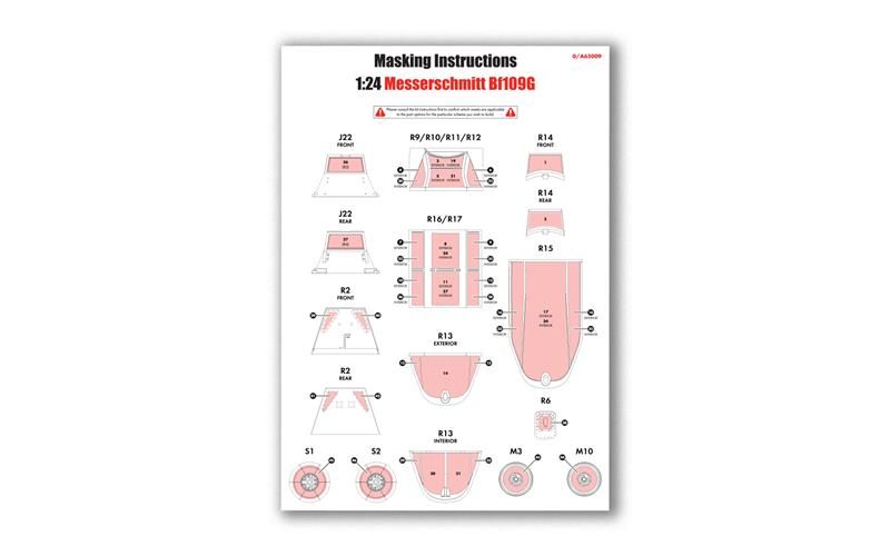 Masking Set - Messerschmitt Bf109G (A17003) - 1:24 Scale