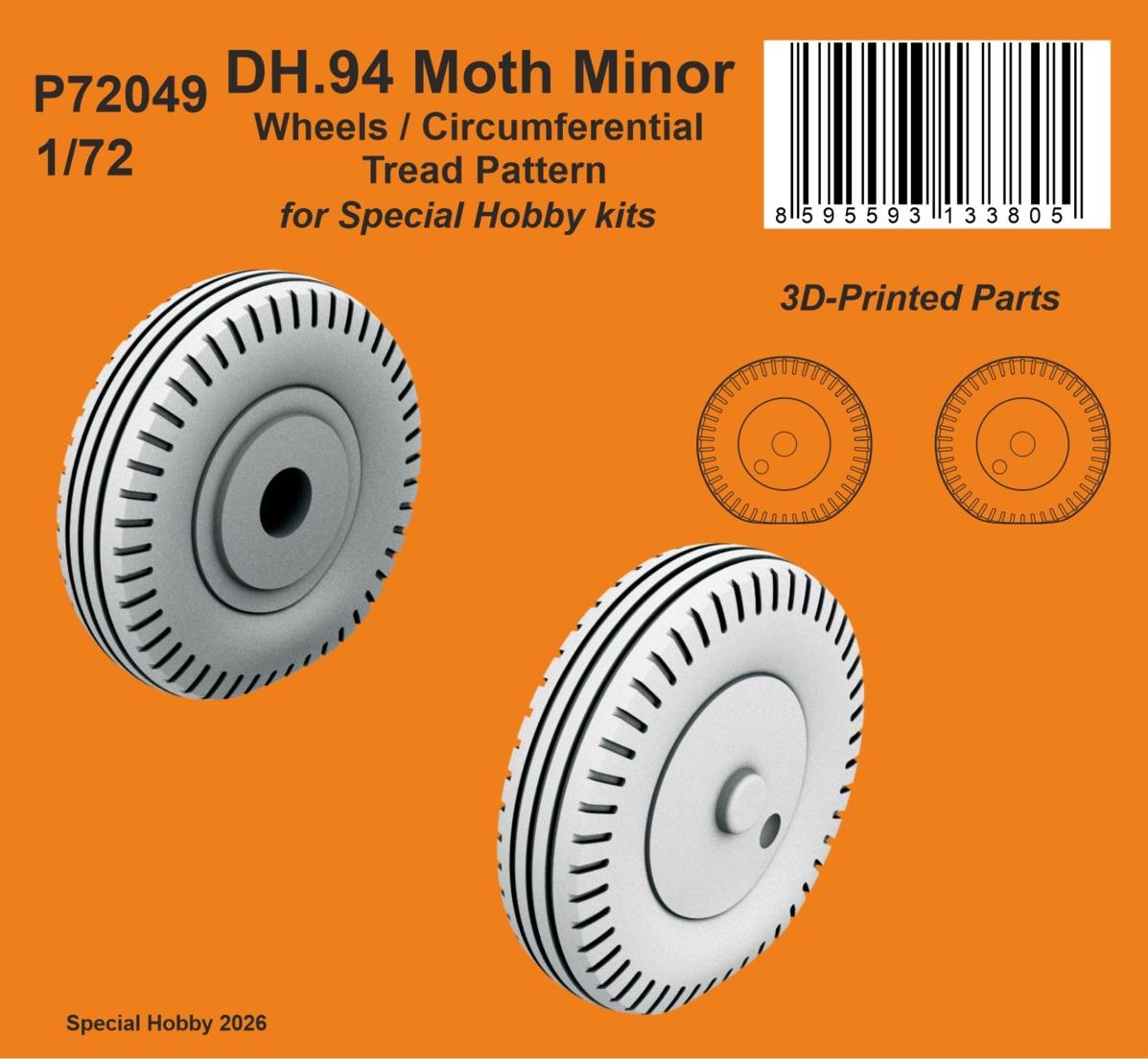 de Havilland DH.94 Moth Minor Wheels / Circumferential Tread Pattern (designed to be used with Special Hobby kits)