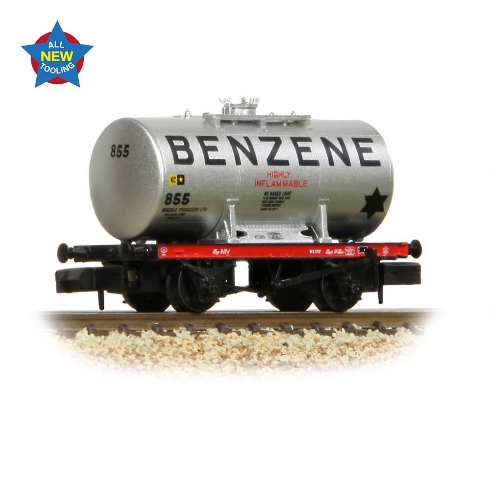 Graham Farish 14t Anchor-Mounted Tank Wagon 'Benzene' Silver 378-000A