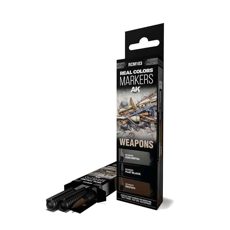 AK Interactive Real Colors Markers –WEAPONS - SET 3 REAL COLOURS MARKERS RCM103