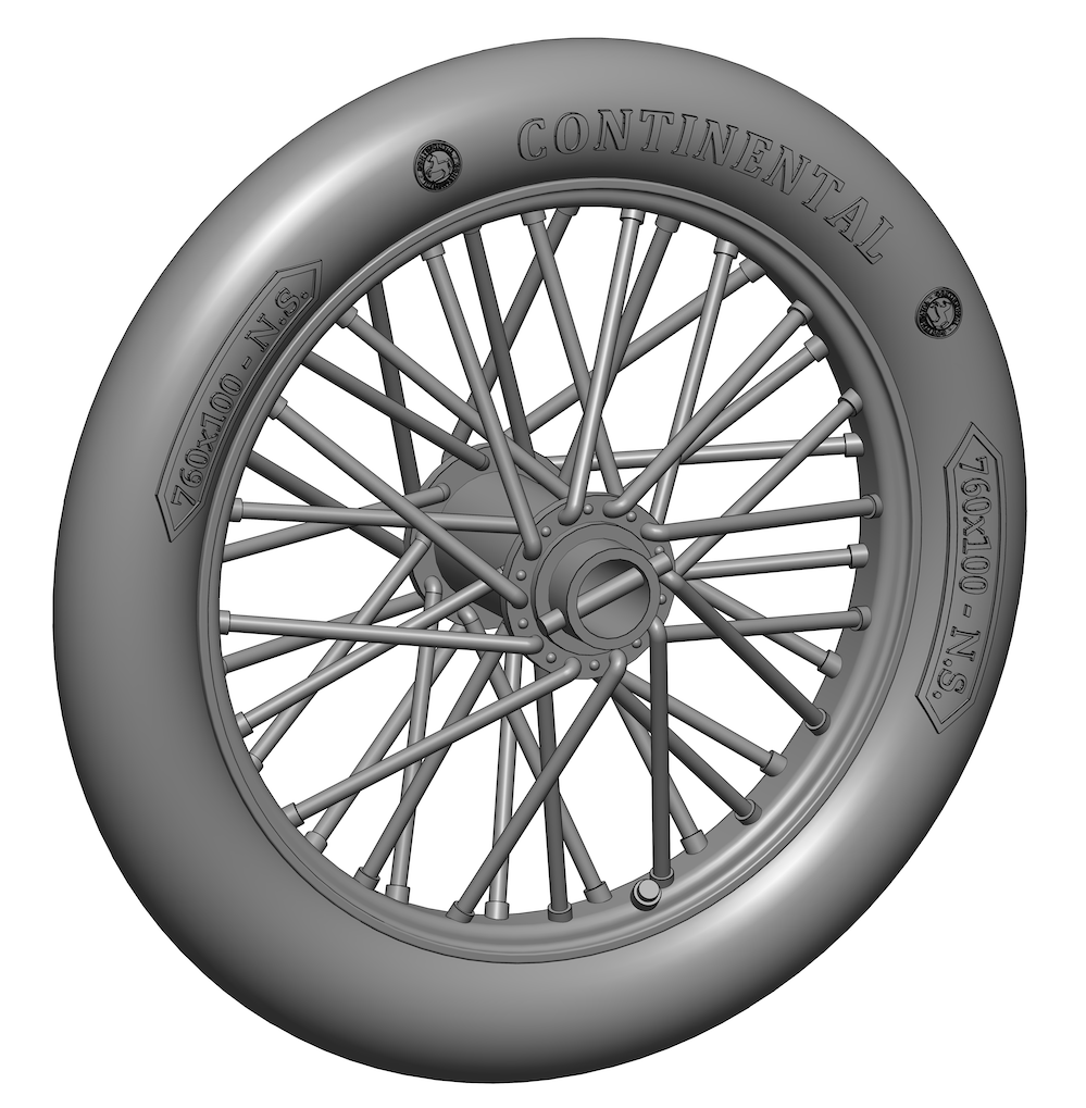 German 760x100 spoked wheels - 1 pair 3d-printed