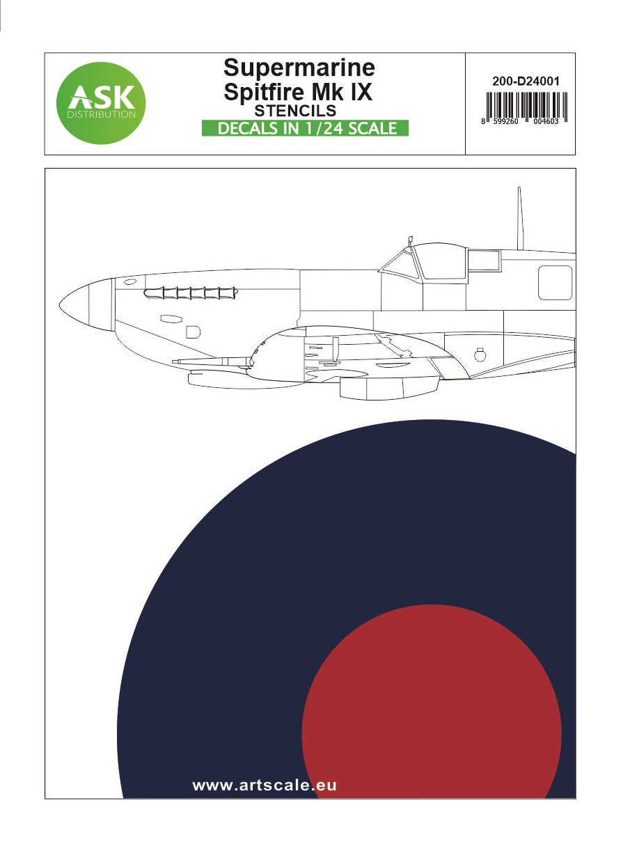 Supermarine Spitfire Mk.IXc - stencils The sheet contains decals - complete stencils for two models.