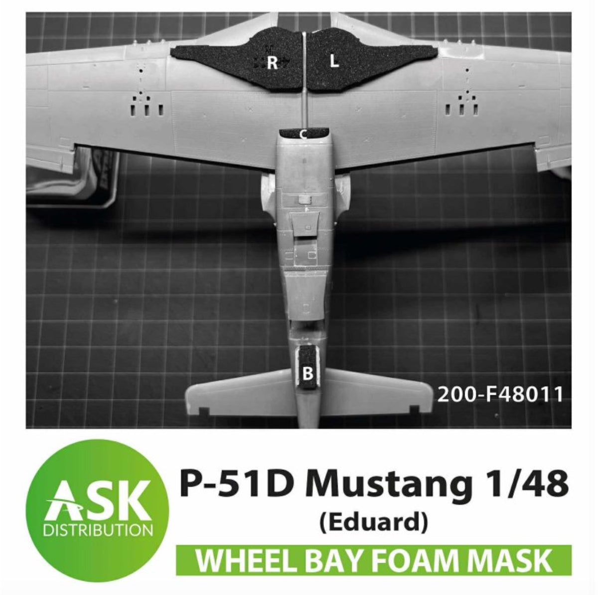 North-American P-51D Mustang Foam flexible wheel bays mask (designed to be used with Eduard kits) REUSABLE