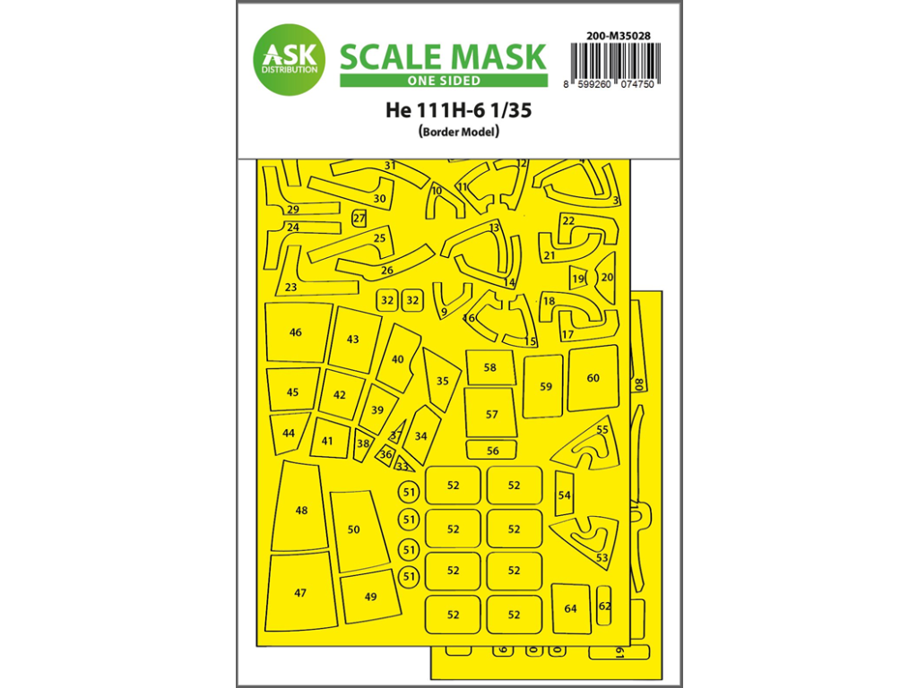 Heinkel He-111H-6 one-sided painting mask (designed to be used with Border Model kits)