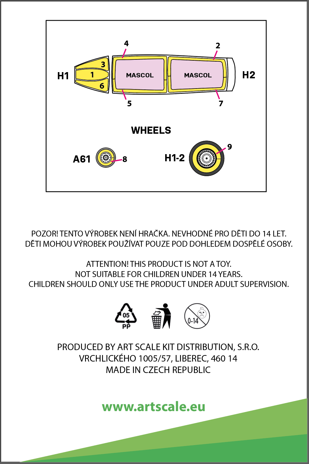 Hawker Hunter F.6 Kabuki wheels and canopy frame paint masks (inside & outside) (designed to be used with Airfix kits)