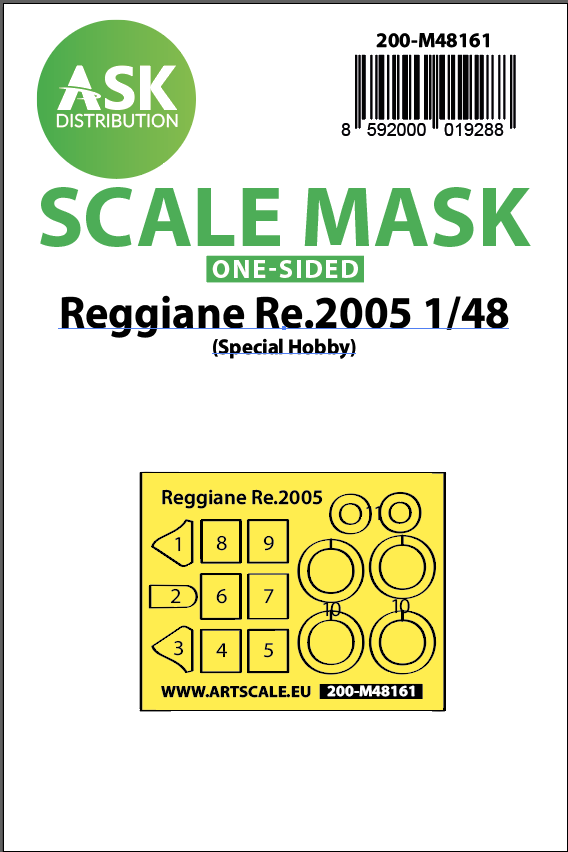 Reggiane Re.2005 wheels and canopy frame paint mask (outside only) (designed to be used with Special Hobby kits)