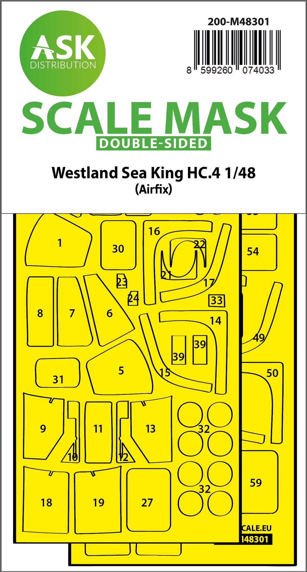 Westland Sea King HC.4 wheels and canopy frame paint mask (inside and outside) (designed to be used with Airfix kits)