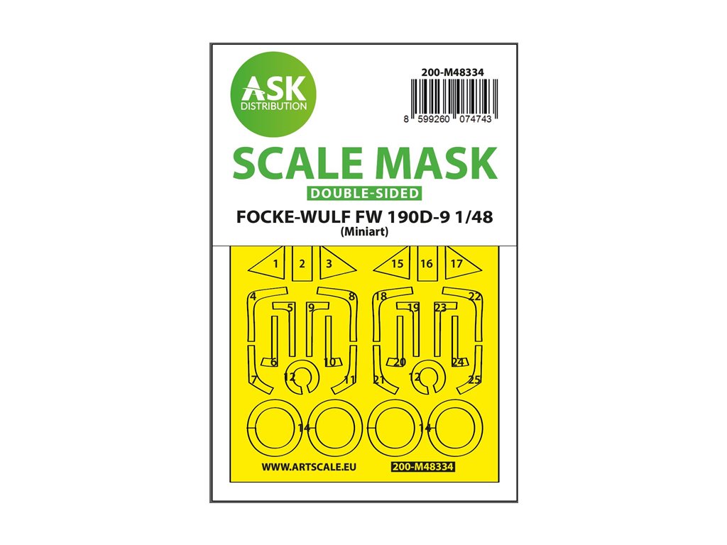 Focke-Wulf Fw-190D-9 double-sided fit express mask (designed to be used with for MiniArt kits)