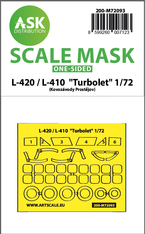 Let L-410 / L-420 Turbolet wheels and canopy frame paint masks (outside only) (designed to be used with Kovozavody Prostejov kits)