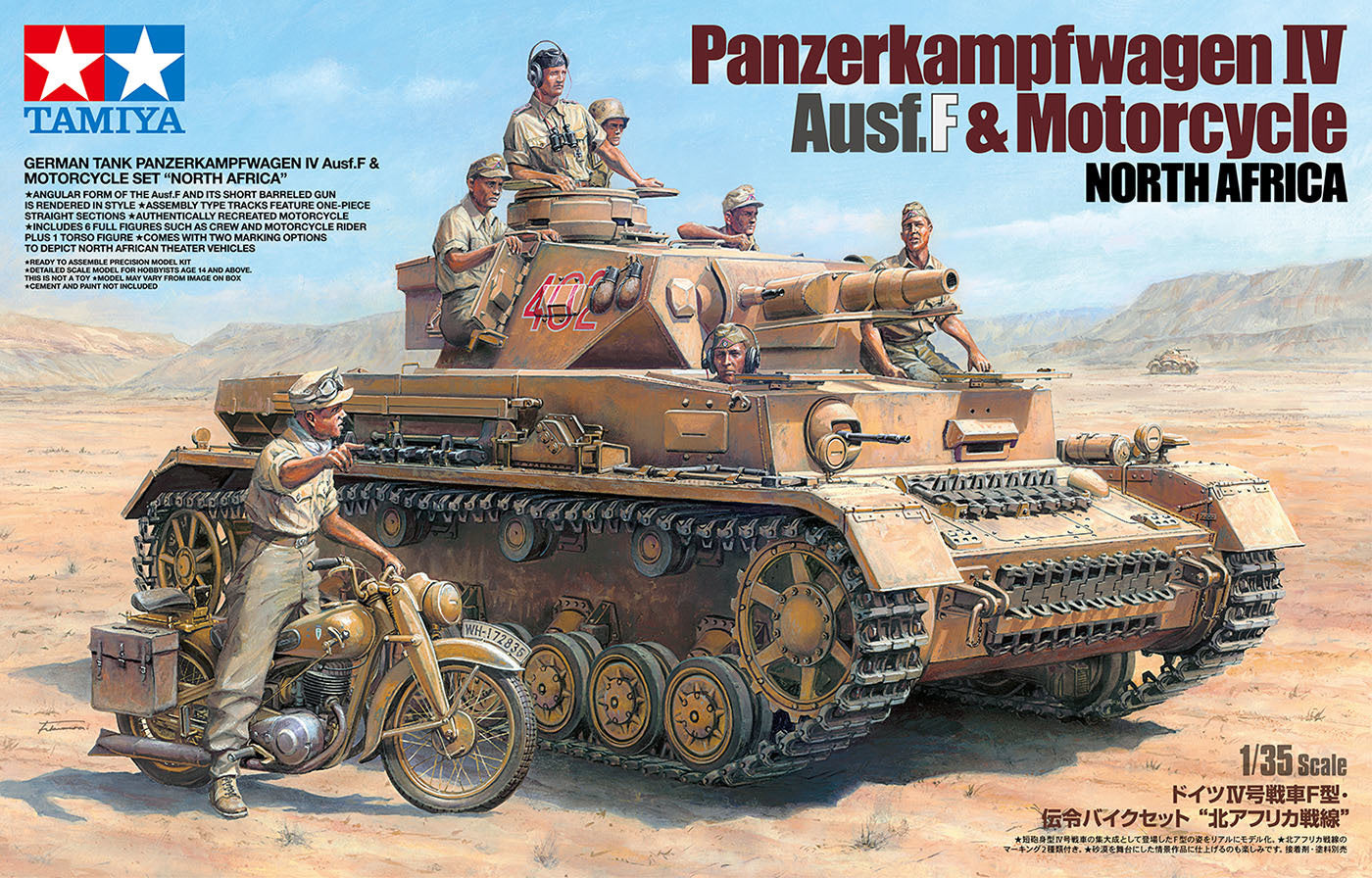 Tamiya 1/35 Panzer Iv.F & Motorcycle North Africa 25208