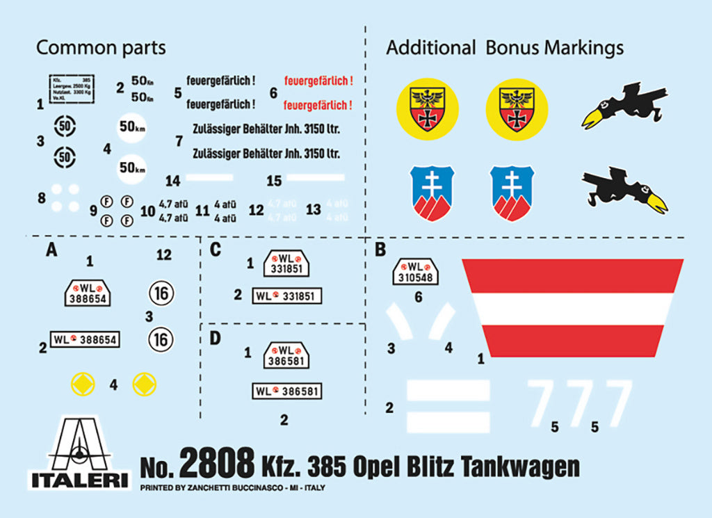 Italeri Opel Blitz Tankwagen Kfz. 385 Battle Of Britain 80Th 2808