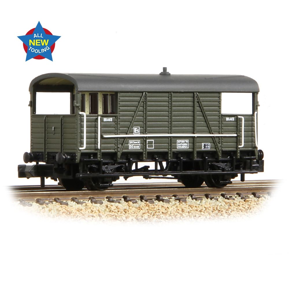 Graham Farish Se&Cr 25t 'Dance Hall' Brake Van BR Departmental Olive Green 378-028