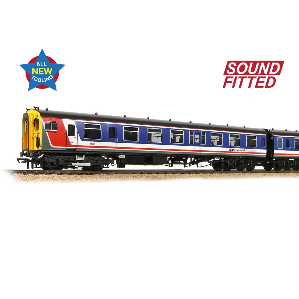 Model train with 'Sound Fitted' label on a white background