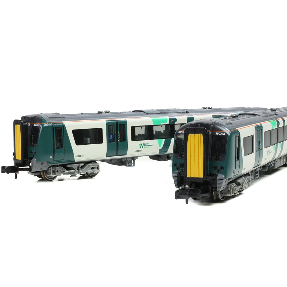 Model train set on a white background