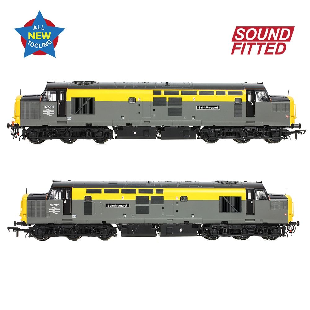 Model train with 'Sound Fitted' label on a white background