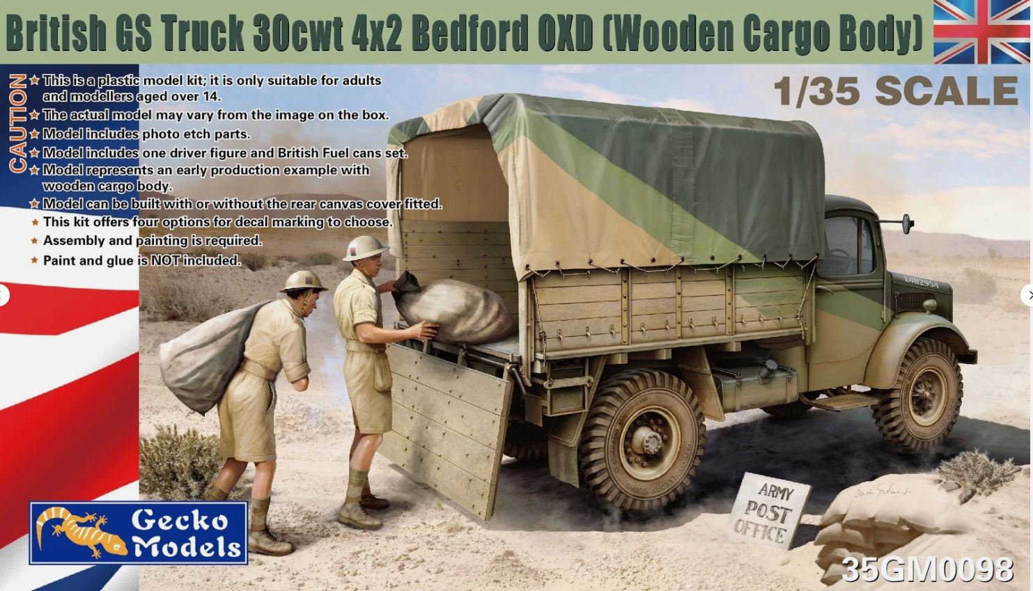 Gecko 35GM0098 1/35 British GS Truck 30cwt 4×2 Bedford OXD(Wooden Cargo Body