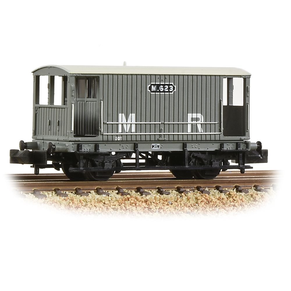 Graham Farish Mr 20t Brake Van Without Duckets Midland Railway Grey 377-753