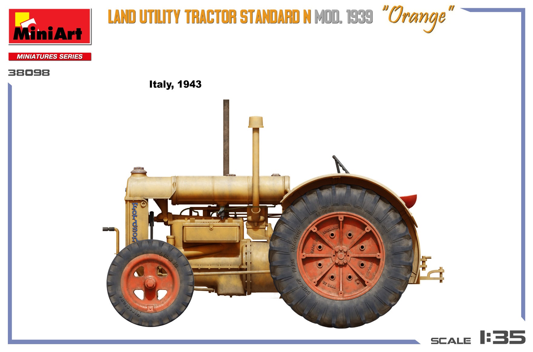 Model of a land utility tractor with 'MiniArt' branding on a white background