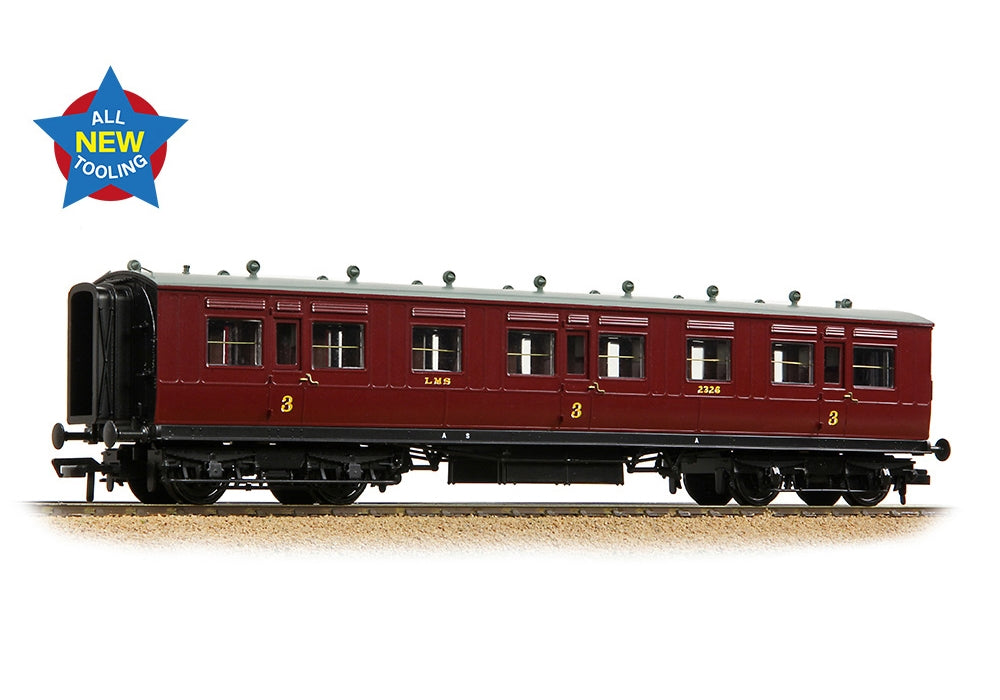 Branchline Lnwr 50ft Arc Roof Third Corridor LMS Crimson Lake 39-873
