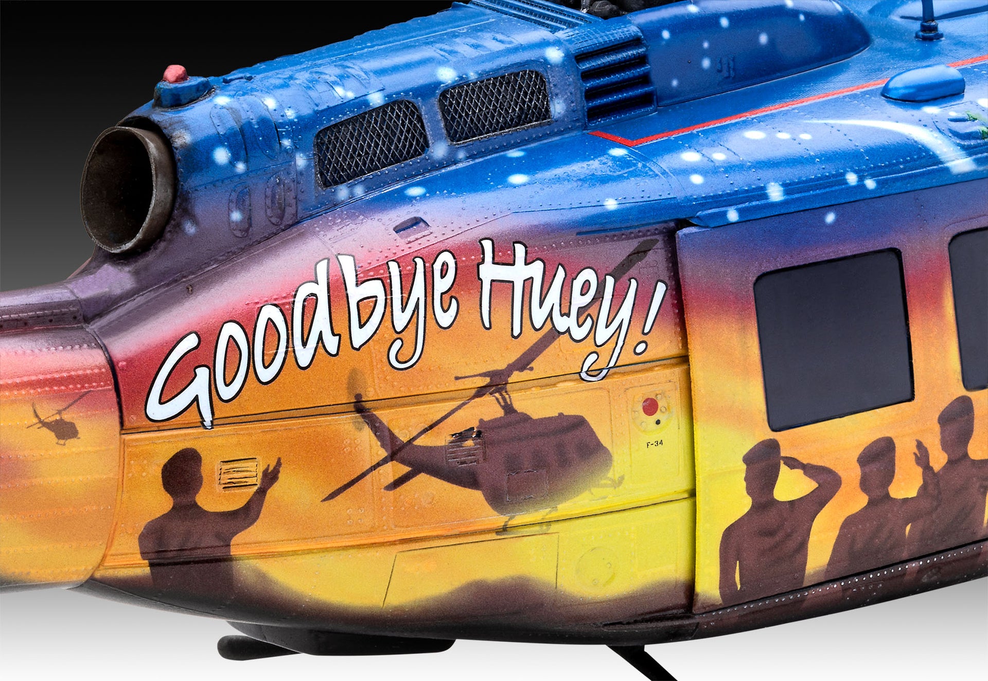 Goodbye Huey - Limited Bell® UH-1D model kit in 1:32 scale with pilot figure and elaborate decal!