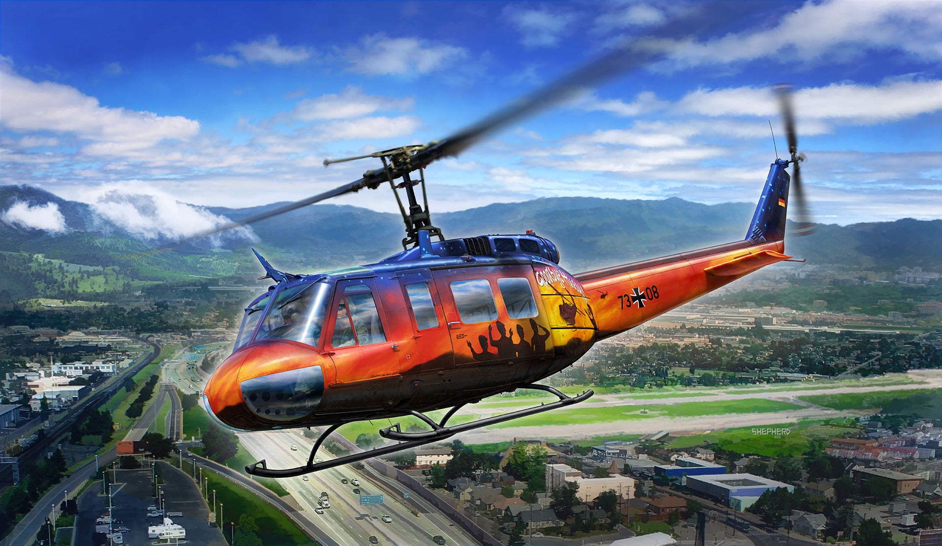 Goodbye Huey - Limited Bell® UH-1D model kit in 1:32 scale with pilot figure and elaborate decal!