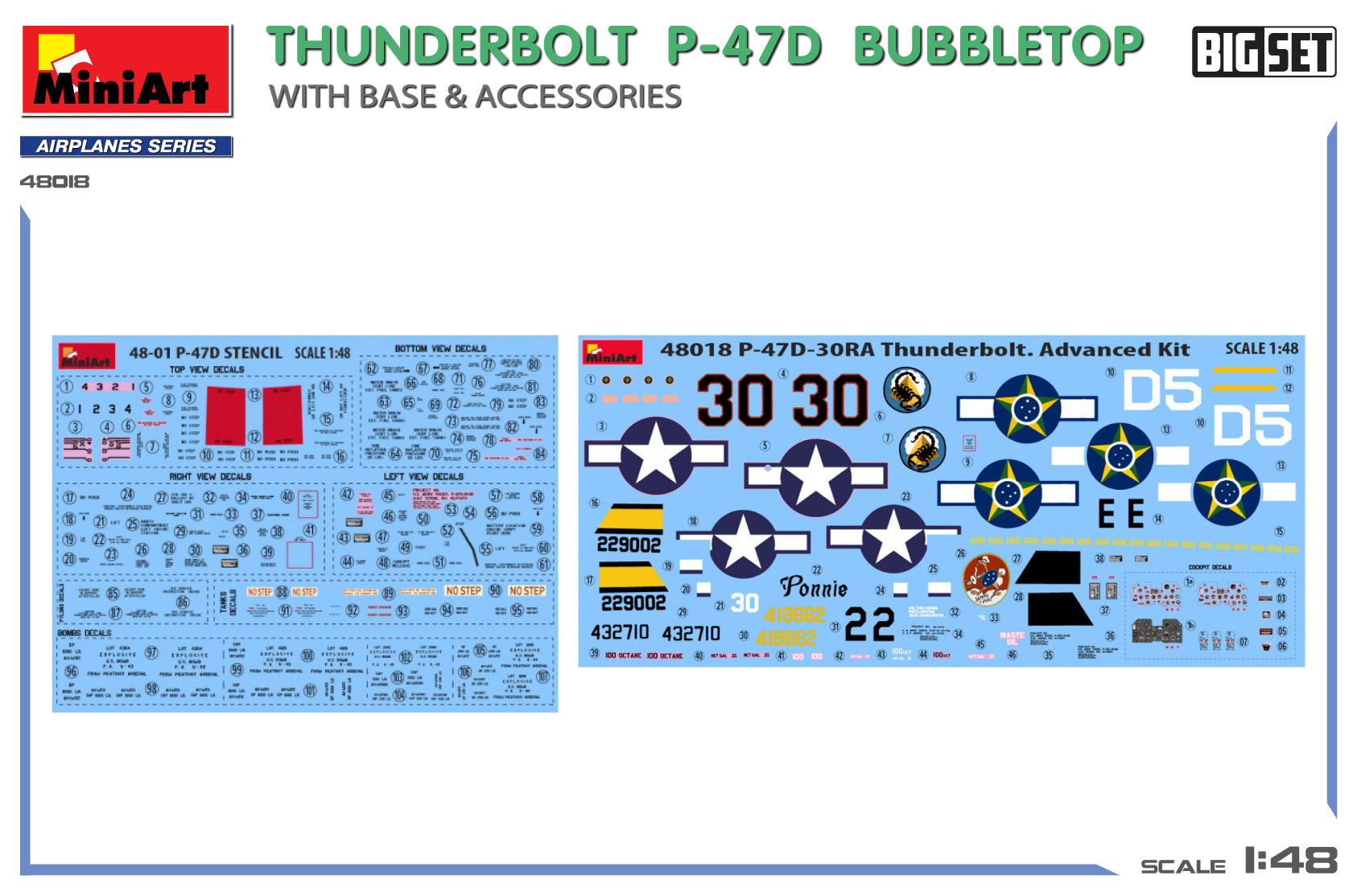 Miniart 1:48 - Thunderbolt P-47D Bubbletop / Base BigSet