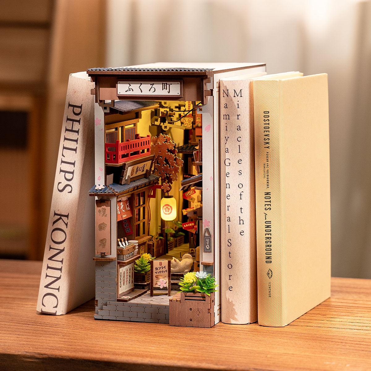 Rolife Sakura Wine Alley DIY Book Nook Shelf Insert Model Kit TGB11