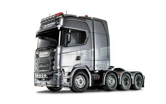 Tamiya Scania 8X4/4 56371 showcases the detailed design of the Scania 770 S radio control semi-truck.