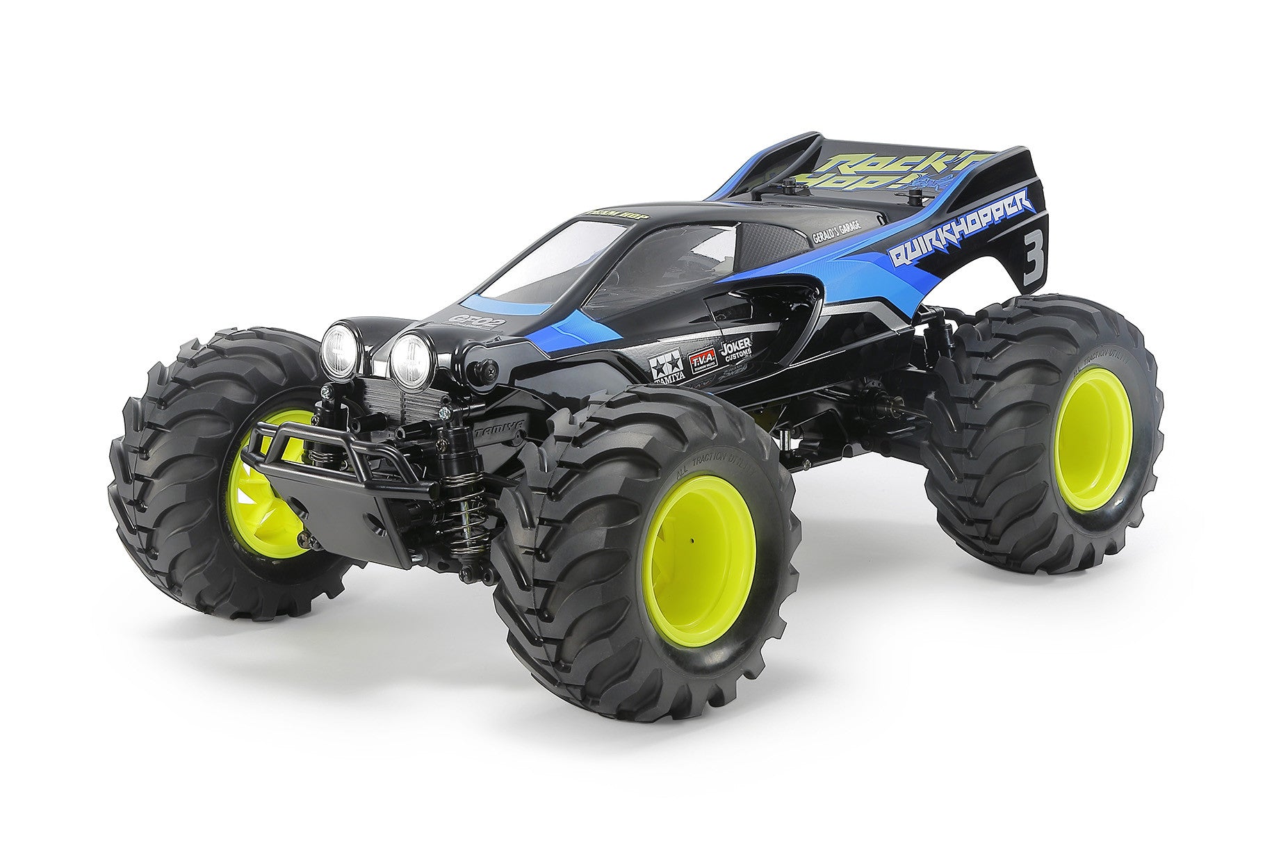 Tamiya Quirkhopper GF-02 1/10 RC Kit showcasing its unique insect-like design and large tires.