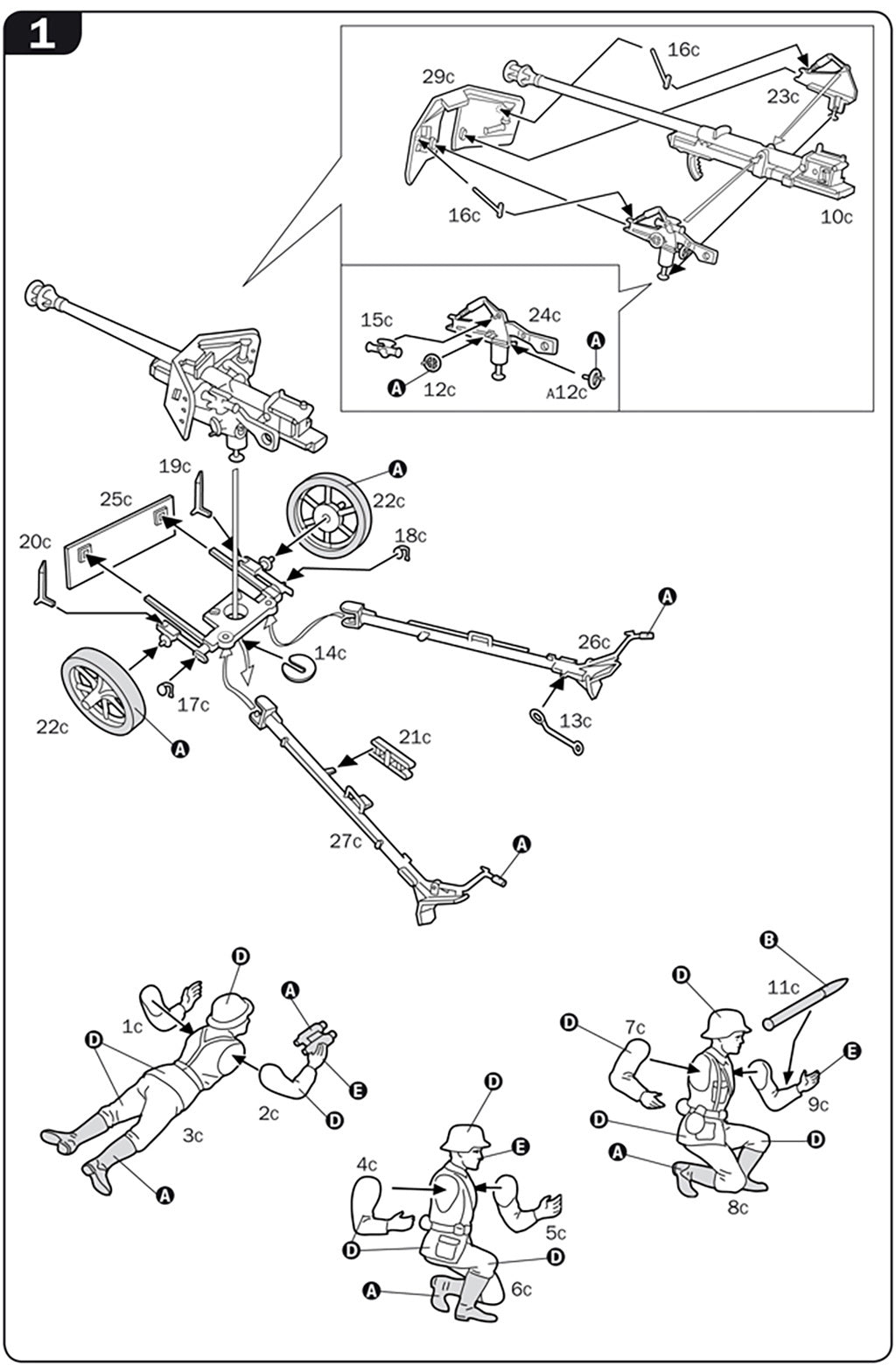 Italeri German Guns Set: Pak35-Pak40-Flak38 7026