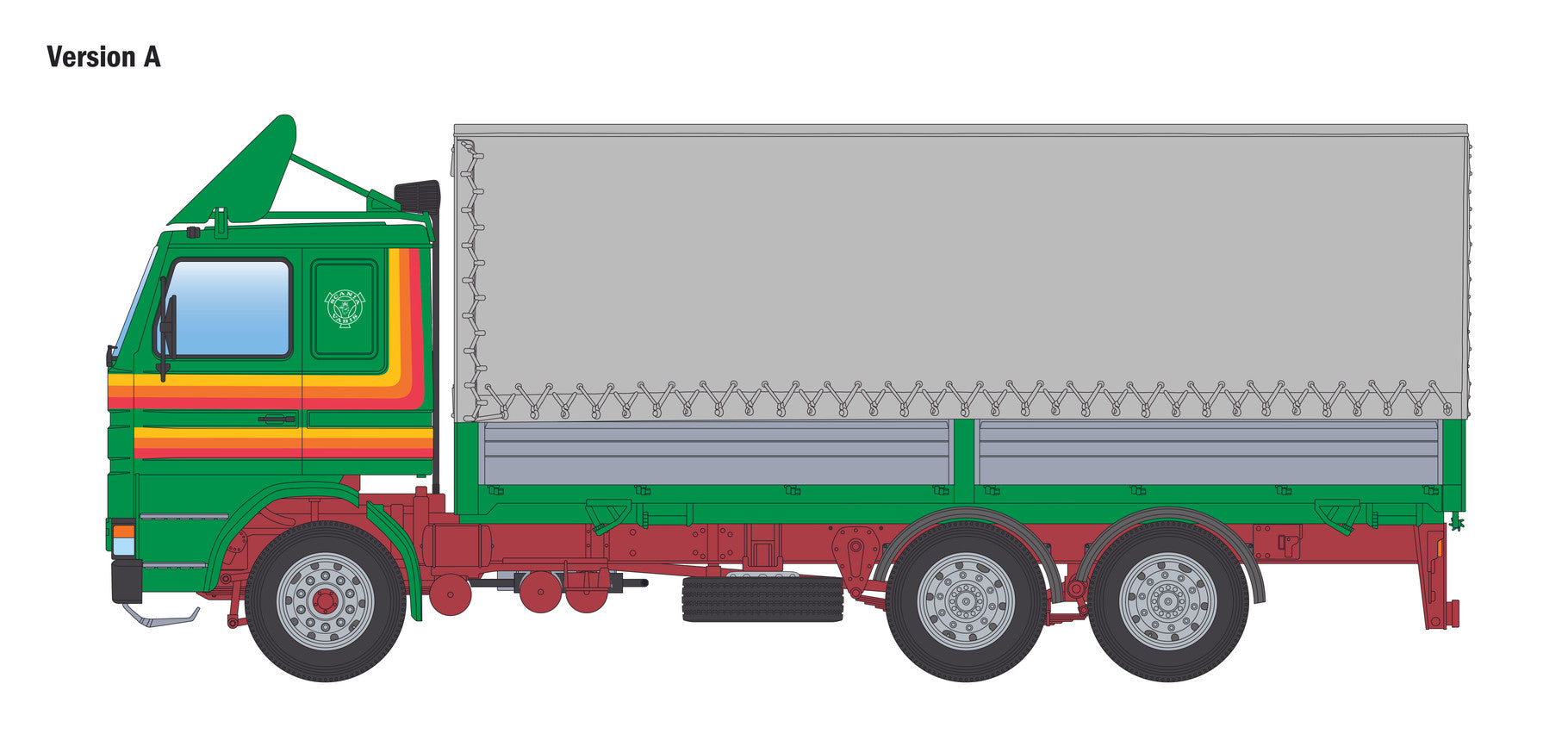 Colorful truck model with a white background