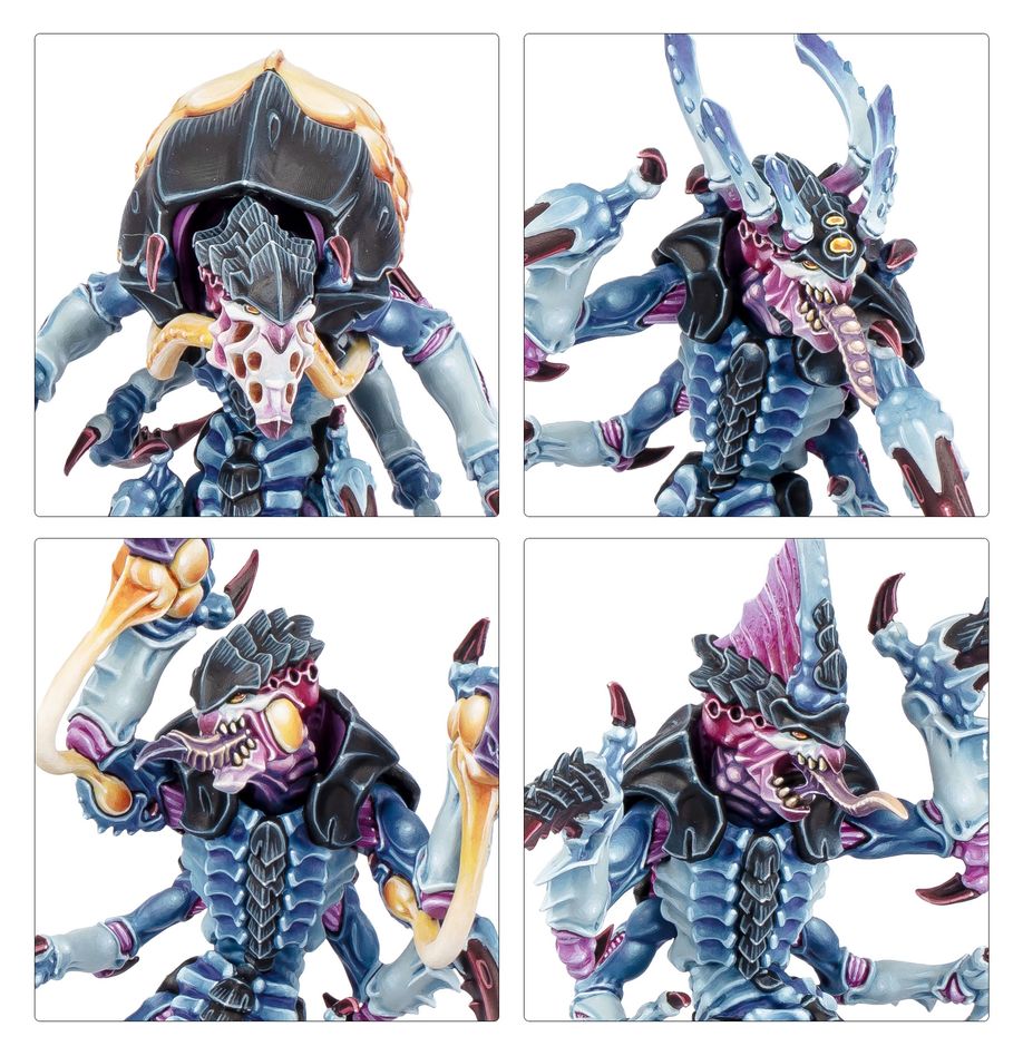 Four views of a colorful alien-like creature with detailed design.