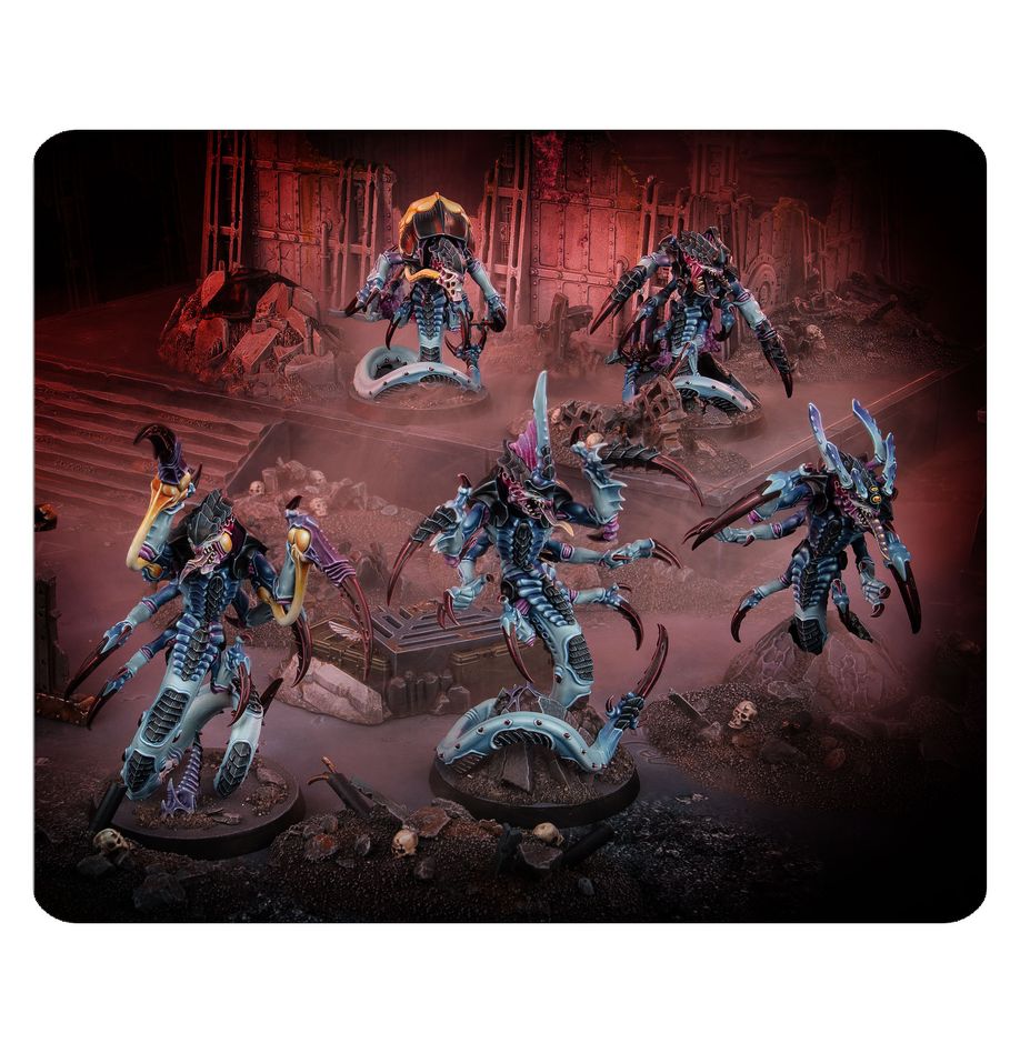 Fantasy miniatures on a dark, detailed background
