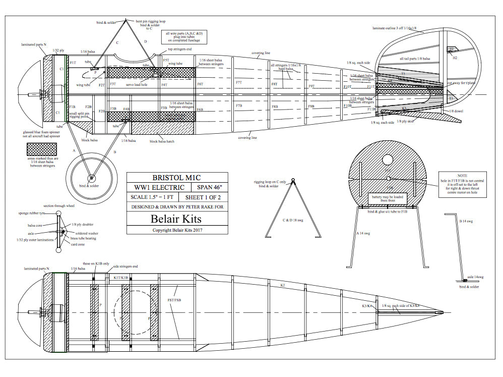 Bristol M1C - 46" electric scale kit