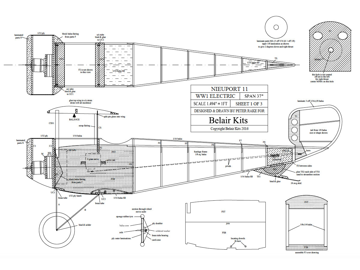 Nieuport 11 37"electric scale kit