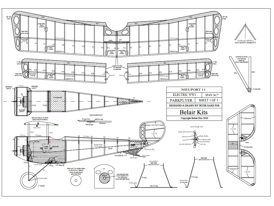 Nieuport 11 "Bebe' 25" electric scale kit