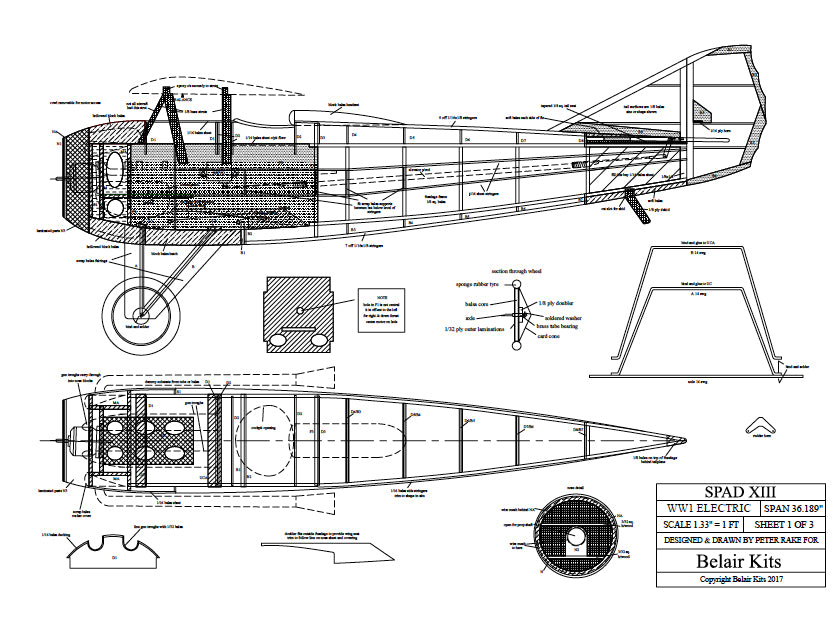Spad 13 - 36" electric scale kit