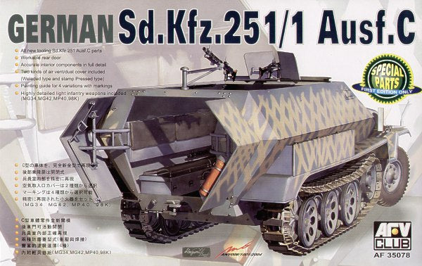 AFV Club German Army SdKfz 251/1 Ausf C 'Schutzenpanzer' Half-Track Vehicle PKAF35078