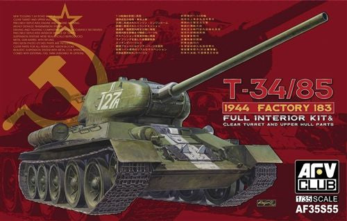 AFV Club Soviet Army T-34/85 1944 Factory No.183 w/Transp Turret Medium Tank PKAF35S55