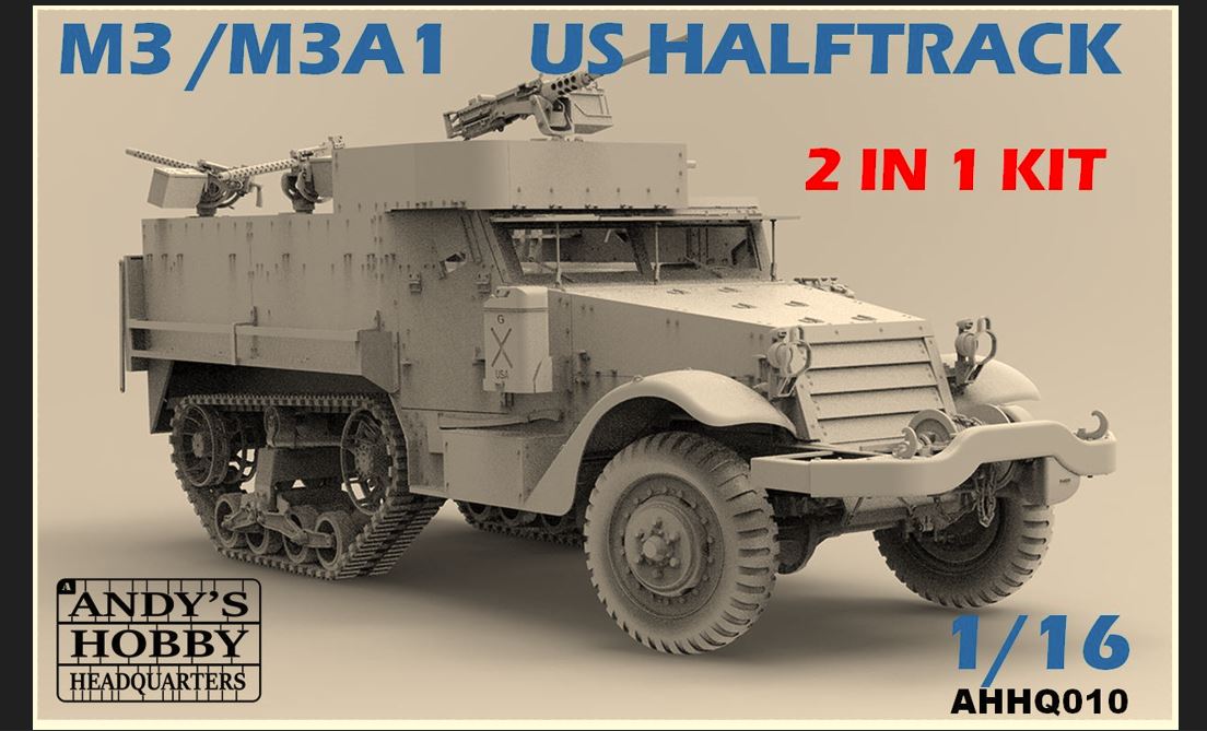 ANDYS HOBBY HEADQUARTERS AHHQ010 1/16 US ARMY M3/M3A1 HALFTRACK