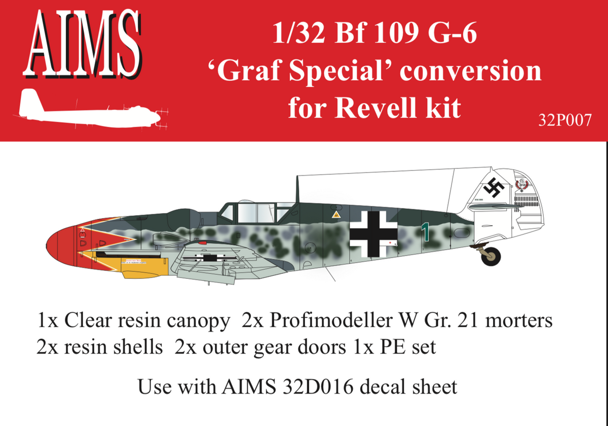 Messerschmitt Bf-109G-6 'Graf Special' (designed to be used with Revell kits) - includes replacement canopy, small photo etch frame, outer gear doors and 2x W.Gr 21 rockets.