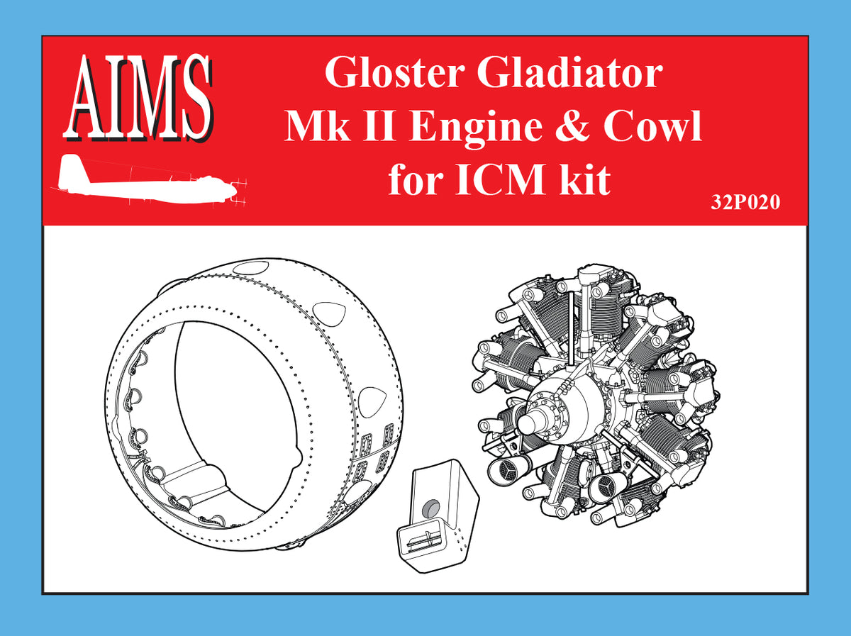 Gloster Gladiator Mk.II engine and cowl set (designed to be used with ICM UA UK kits)