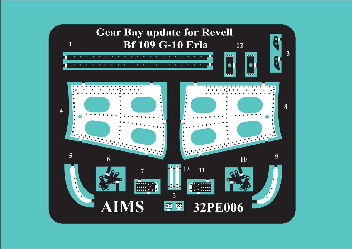 Messerschmitt Bf-109G-6/Bf-109G-10 Erla Gear bay update set (designed to be used with Revell kits)