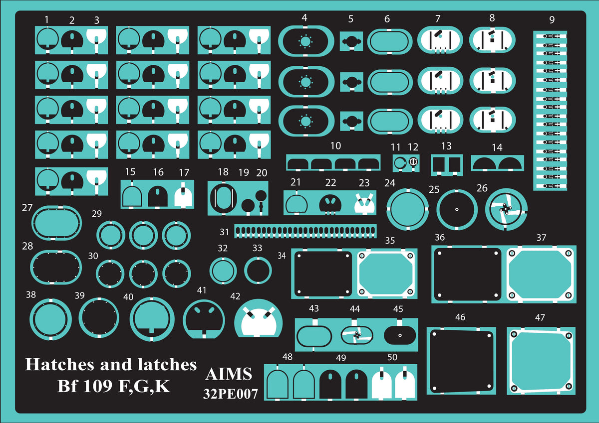 Hatches and latches Messerschmitt Bf-109G-6/Bf-109G-10 Erla Gear bay update set (designed to be used with Revell kits)