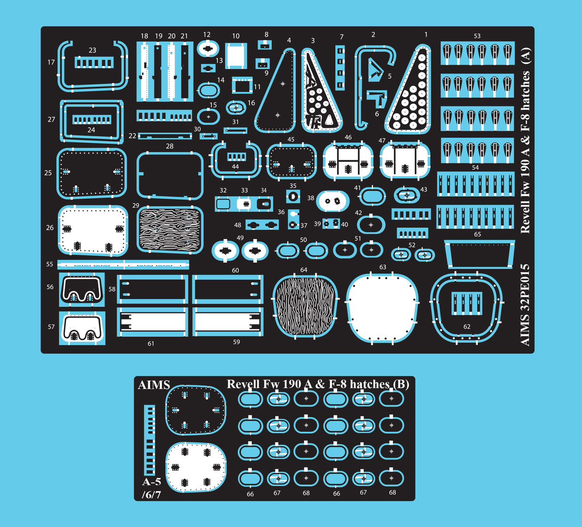 Focke-Wulf Fw-190A-8/Fw-190F-8 hatches and latches (designed to be used with Revell kits) (including Fw-190A-5/Fw-190A-6/Fw-190A-7 lower hatch for conversions)