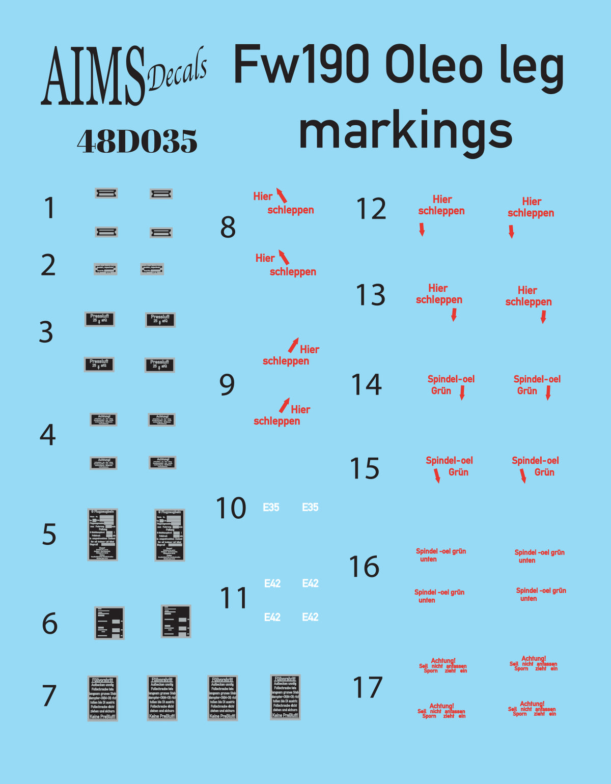 Focke-Wulf Fw-190 Olea leg markings (plus extras)