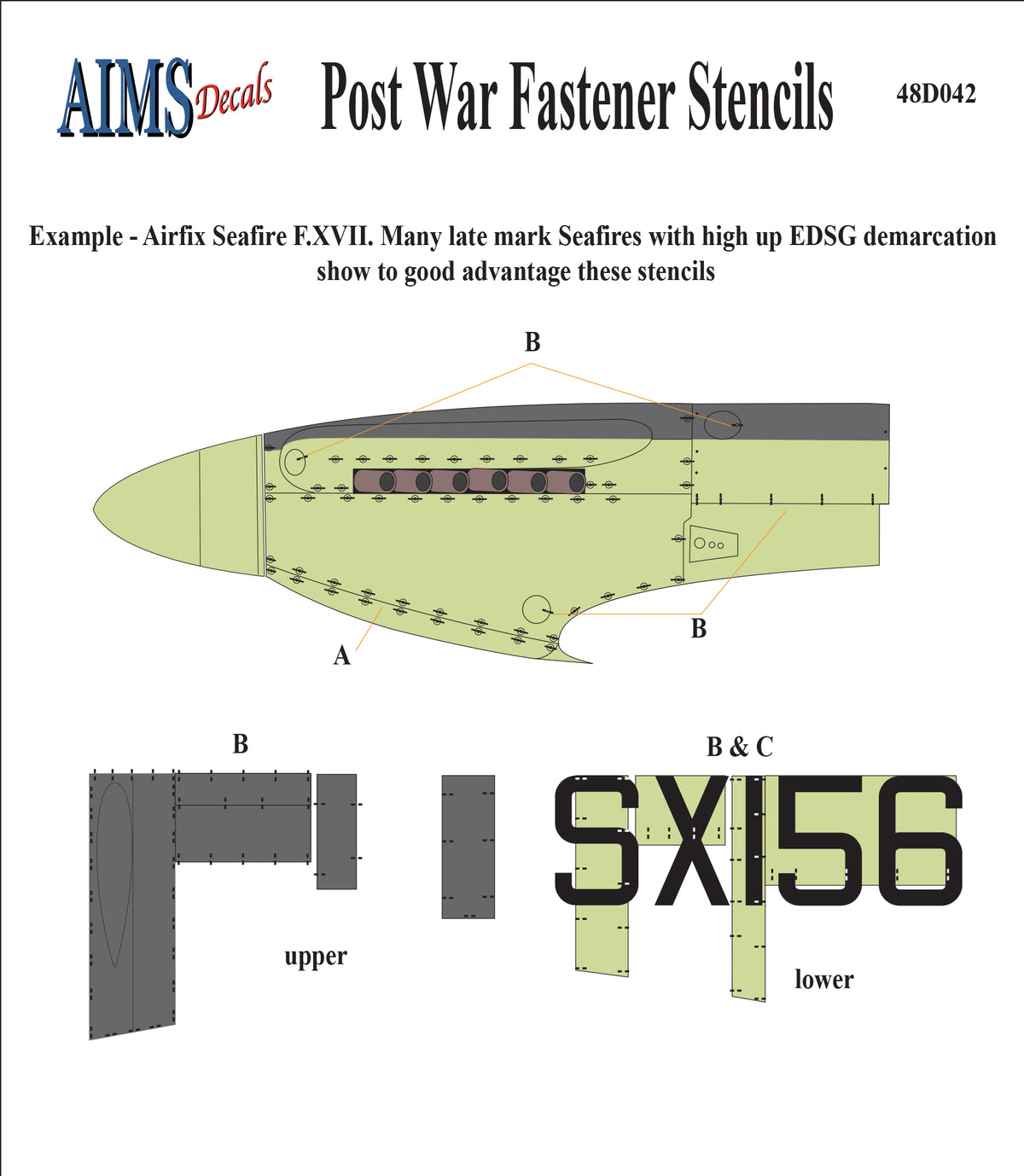 Post War Fastener stencils - perfect for Supermarine Seafire F.XVIIs and other subjects