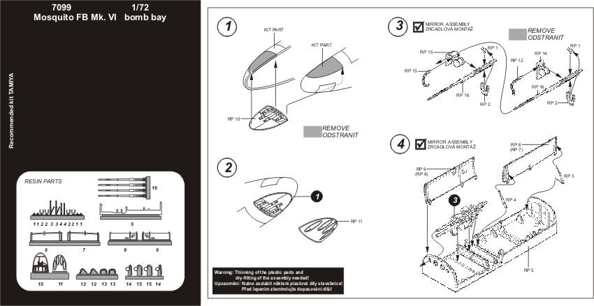 de Havilland Mosquito Mk.VI bomb bay (designed to be used with Tamiya kits)