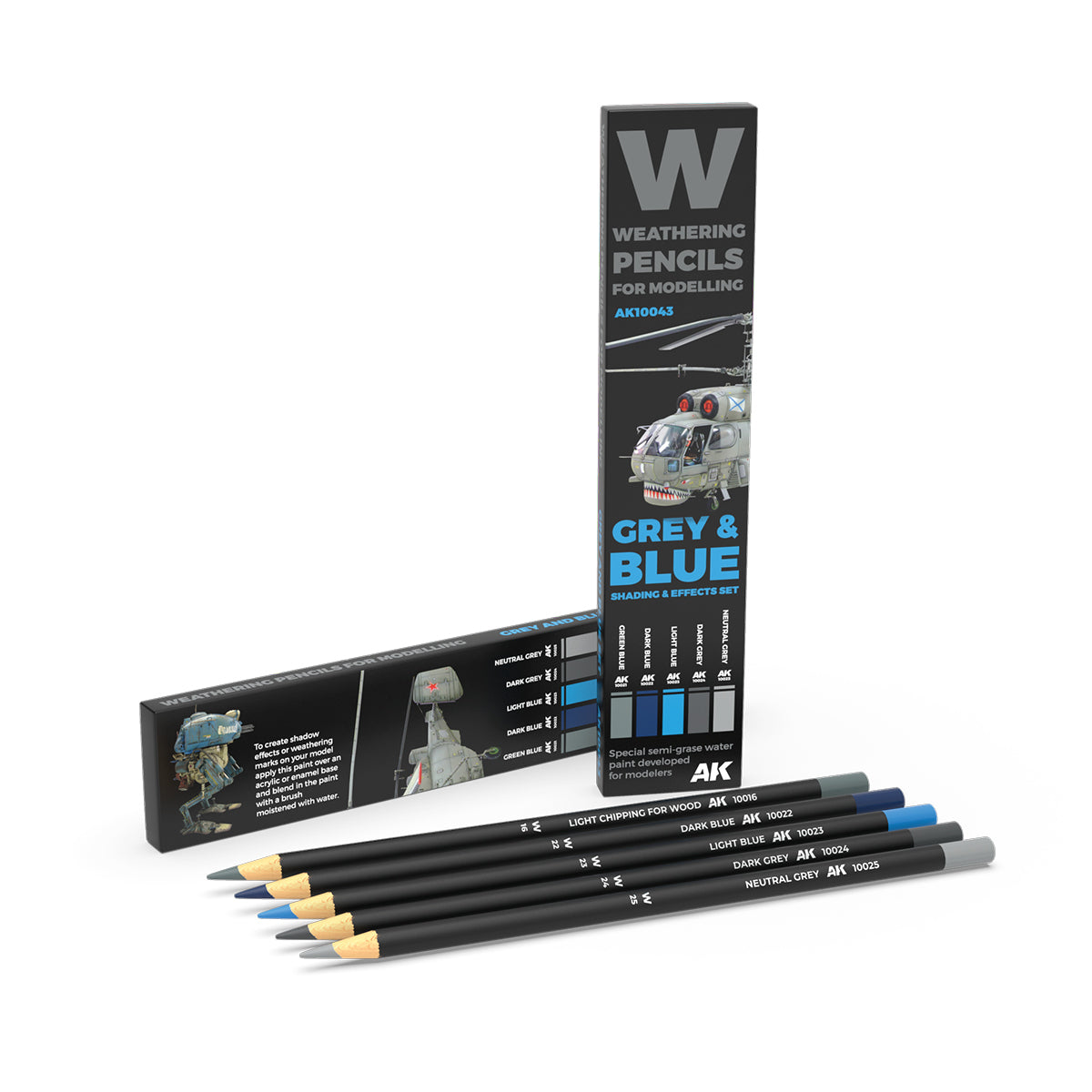 AK Interactive Watercolor Pencil Set Grey And Blue Camouflages AK10043